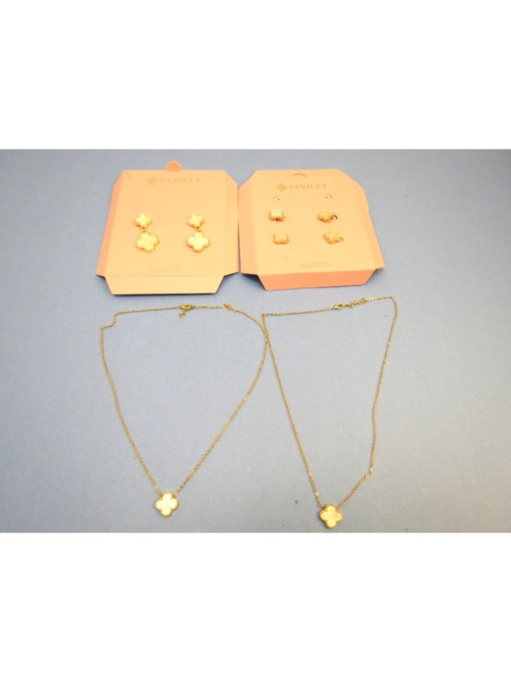 Panacea 14k Gold Plated Enamel Clover Earring and Necklace Set